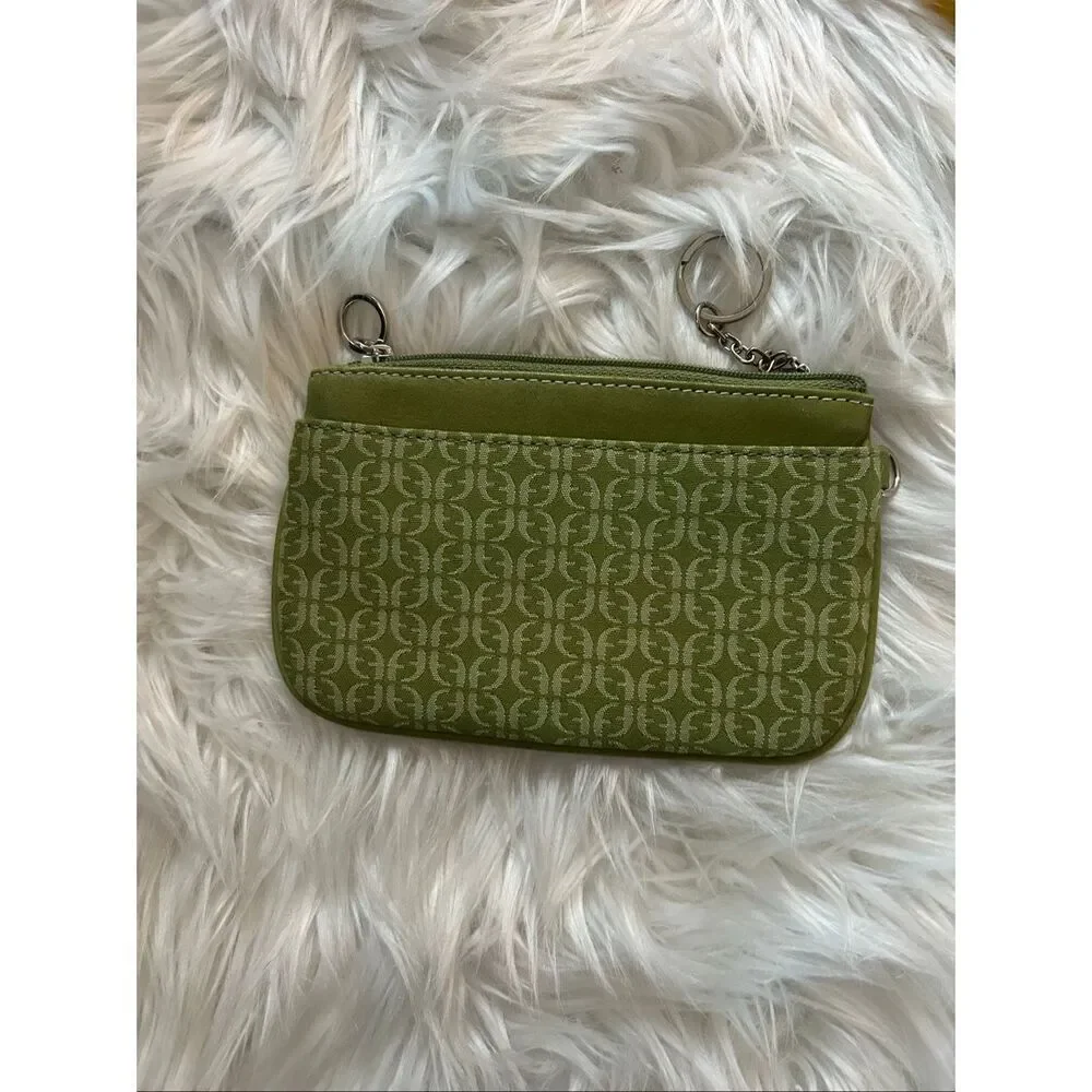 Fossil green clutch with zipper small vintage like style Y2K
